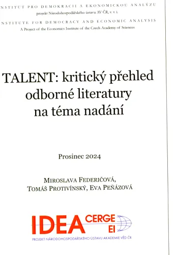 Talent- kritický přehled odborné literatury na téma nadání