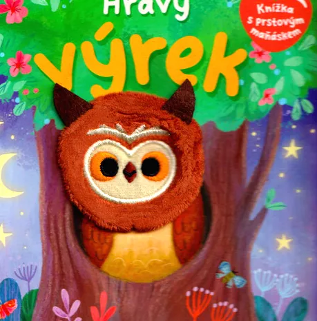 Hravý výrek knížka s prstovým maňáskem