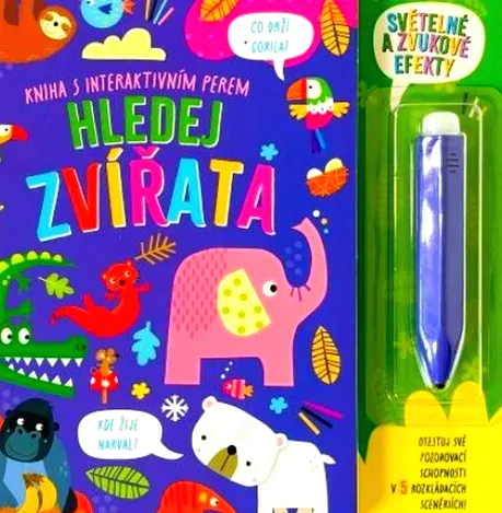 Kniha s interaktivním perem. Hledej zvířata